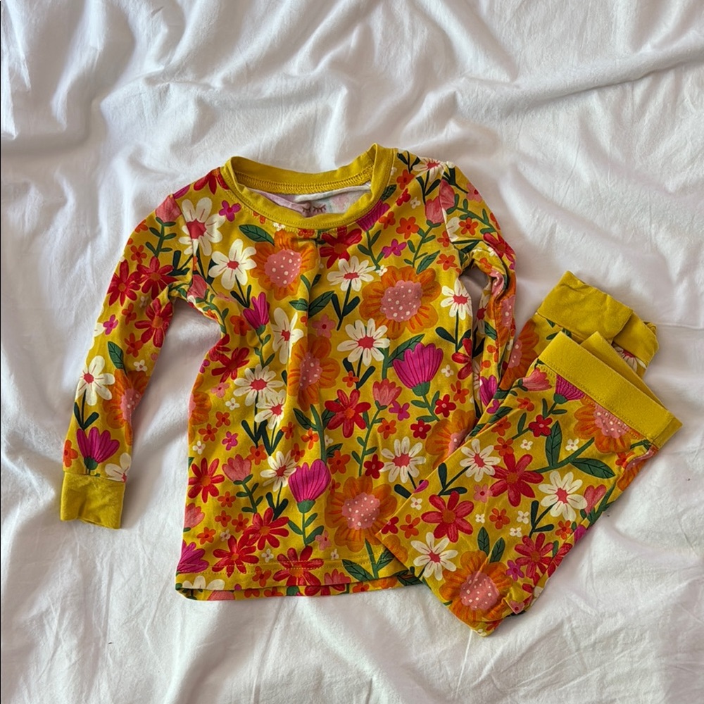 Little Sleepies Floral Kids Pajama Set - Yellow and Pink
